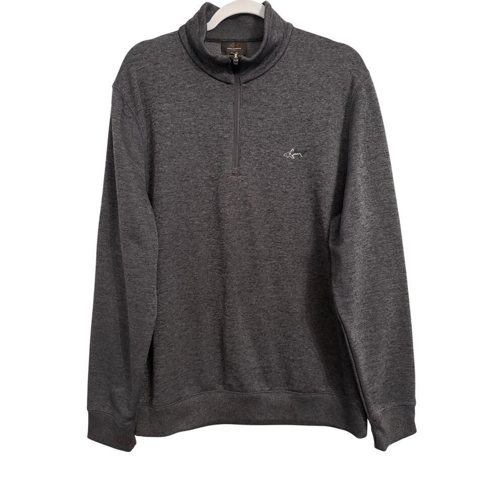 Greg Norman for Tasso Ella Men's Quarter-Zip Fleece Pullover Gray Golf Sweater M